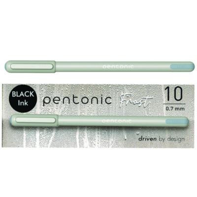 Pentonic Gel Pen, Stick, Fine 0.7 Mm, Black Ink, Pale Gray Barrel, 10/Pack