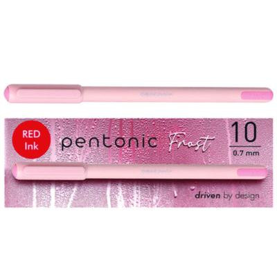 Pentonic Gel Pen, Stick, Fine 0.7 Mm, Red Ink, Pale Pink Barrel, 10/Pack