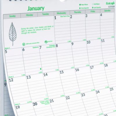 Ecologix Monthly Wall Calendar, Ecologix Artwork, 12 x 17, White/Green Sheets, 12-Month (Jan To Dec): 2026