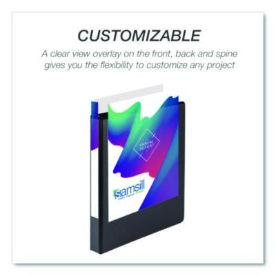 Durable D-Ring View Binders, 3 Rings, 1" Capacity, 11.5" x 8.5", Black, 4/Pack