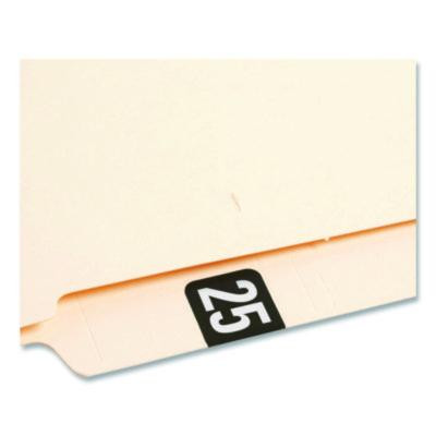 Yearly End Tab File Folder Labels, 25, 0.75 x 1.5, Black, 500/Roll