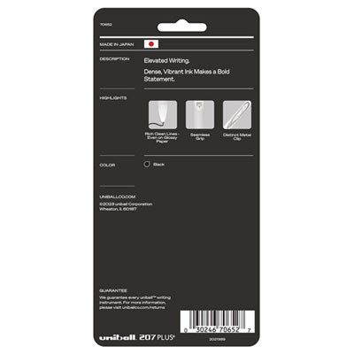 207 Plus+ Gel Pen, Retractable, Medium 0.7 Mm, Black Ink, White Barrel, 4/Pack