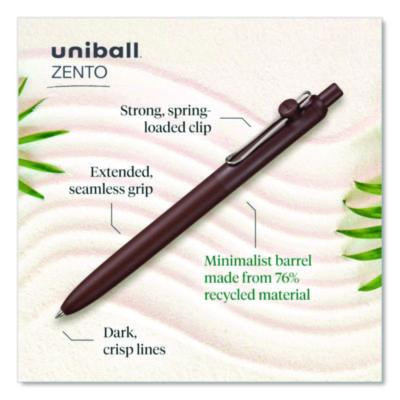 Zento Gel Pen, Retractable, Medium 0.7 Mm, Black Ink, Assorted Barrel Colors, Dozen