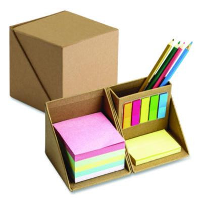 Desk Supply Organizer, 3 Compartments, 3.5 x 3.5 x 3.5, Brown, Paper