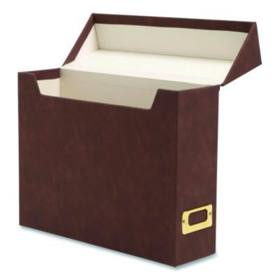 Flip Top File Box, Letter Files, 13 x 3.7 x 10, Saddle