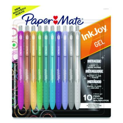 Inkjoy Gel Metallic Gel Pen, Retractable, Medium 0.8 Mm, Assorted Ink And Barrel Colors, 10/Pack