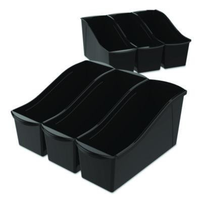 Large Book Bin, 2 Gal, 5.3" x 14.3" x 7", Black, 6/Pack