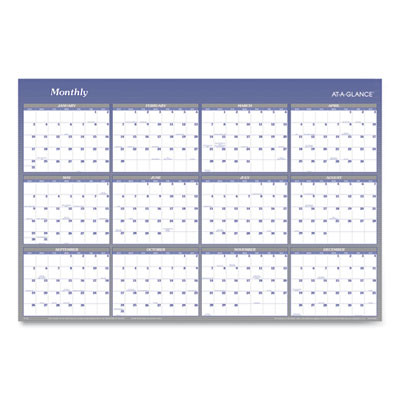 Vertical/Horizontal Erasable Quarterly/Monthly Wall Planner, 32 x 48, 12-Month (Jan To Dec): 2026