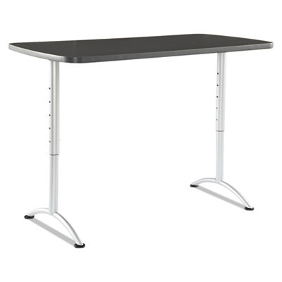 Arc Adjustable-Height Table, Rectangular, 60" x 30" x 30" To 42", Graphite/Silver