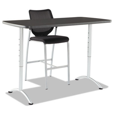 Arc Adjustable-Height Table, Rectangular, 60" x 30" x 30" To 42", Graphite/Silver
