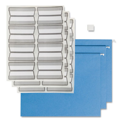 Colored Hanging File Folders With Protab Kit, Letter Size, 1/3-Cut, Blue