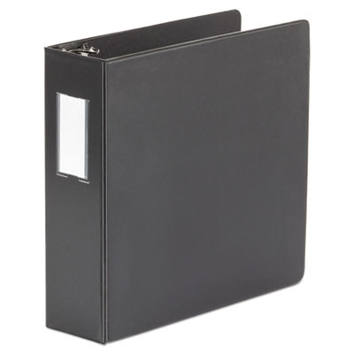 Deluxe Non-View D-Ring Binder With Label Holder, 3 Rings, 3" Capacity, 11 X 8.5, Black