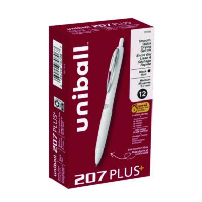 207 Plus+ Gel Pen, Retractable, Medium 0.7 Mm, Black Ink, White Barrel, Dozen