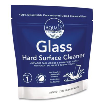 Aqua Chempacs Glass Hard Surface Cleaner Starter Pack With Empty 32 Oz Spray Bottle, Lavender-Mint Scent, 12 Chem Pacs/Carton