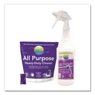 All Purpose Heavy-Duty Cleaner Starter Pack With 32 Oz Empty Spray Bottle, Lavender Scent, 12 Chem Pacs/Carton