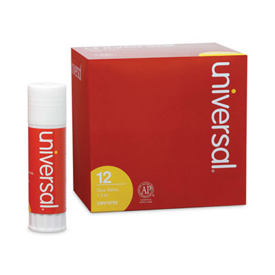 Glue Stick, 1.3 Oz, Applies And Dries Clear, 12/Pack