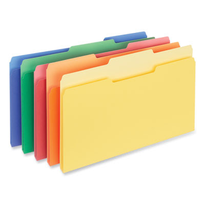 Interior File Folders, 1/3-Cut Tabs: Assorted, Letter Size, 11-Pt Stock, Assorted Colors, 100/Box