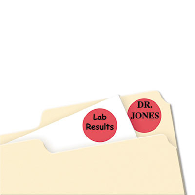 Printable Self-Adhesive Removable Color-Coding Labels, 0.75" Dia, Red, 24/Sheet, 42 Sheets/Pack, (5466)