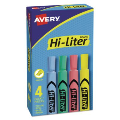 Hi-Liter Desk-Style Highlighters, Assorted Ink Colors, Chisel Tip, Assorted Barrel Colors, 4/Set