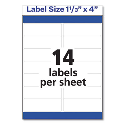 Easy Peel White Address Labels W/ Sure Feed Technology, Inkjet Printers, 1.33 X 4, White, 14/Sheet, 100 Sheets/Box