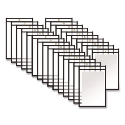 Stitched Shop Ticket Holders, Super Heavy-Duty, Top Load 6 x 9 Insert, Clear Front, Black Border, 25/Box