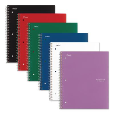 Wirebound Notebook, 5-Subject, Medium/College Rule, Randomly Assorted Cover Color, (200) 11 x 8.5 Sheets