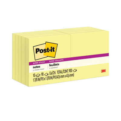 Pads In Canary Yellow, 1.88" x 1.88", 90 Sheets/Pad, 10 Pads/Pack