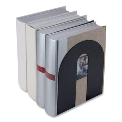 Heavy Duty Bookends, Nonskid Base, 8 x 8 x 10, Steel, Black, Pair