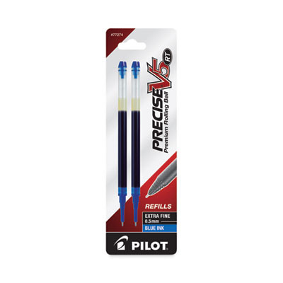Refill For Pilot Precise V5 Rt Rolling Ball, Extra-Fine Conical Tip, Blue Ink, 2/Pack