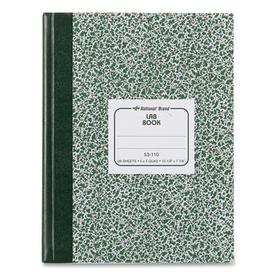 Lab Notebook, Quadrille Rule (5 Sq/In), Green Marble Cover, (96) 10.13 x 7.88 Sheets