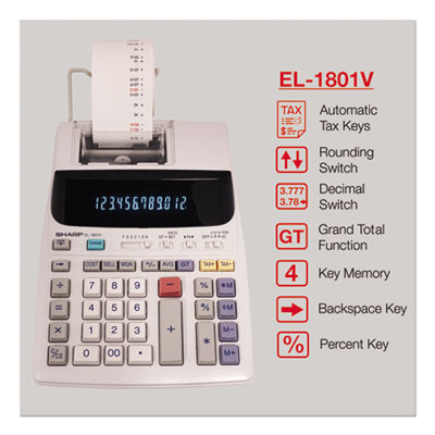 El-1801v Two-Color Printing Calculator, Black/Red Print, 2.1 Lines/Sec
