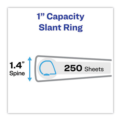 Heavy-Duty Non Stick View Binder With Durahinge And Slant Rings, 3 Rings, 1" Capacity, 11 X 8.5, White, 4/Pack