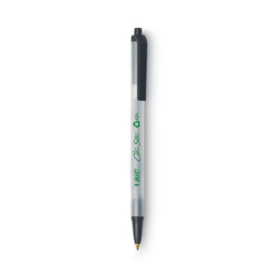 Ecolutions Clic Stic Ballpoint Pen, Retractable, Medium 1 Mm, Black Ink, Translucent Frost/Black Barrel, Dozen