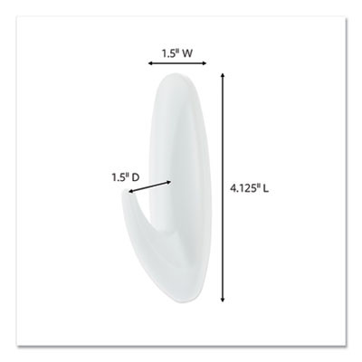 Large Utility Hooks, Plastic, White, Supports 5 Lb, 4/Pack