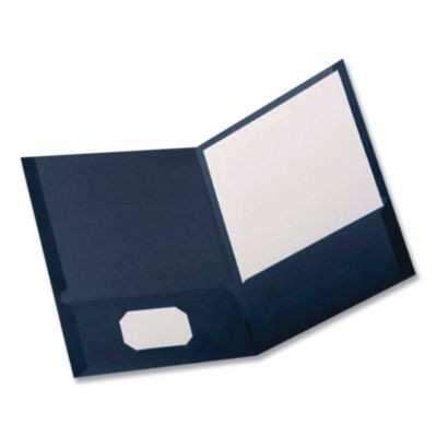 Linen Twin-Pocket Folder, Accommodates (100) 11 x 8.5 Sheets, Navy, 25/Box