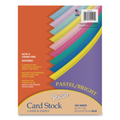 Array Card Stock, 65 Lb. Cover Weight, 8.5 x 11, Assorted, 250/Pack