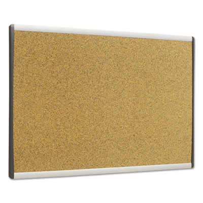 Arc Frame Cubicle Board, Cork Bulletin, 24" x 14", Tan Surface, Satin Aluminum Frame