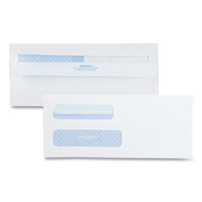 Double Window Redi-Seal Security-Tinted Envelope, #8 5/8, Commercial Flap, Redi-Seal Closure, 3.63 X 8.63, White, 500/Box