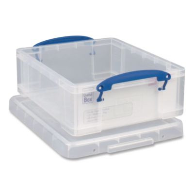 Snap-Lid Storage Bin, 2.14 Gal, 11" X 14" X 5", Clear/Blue, 5/Pack