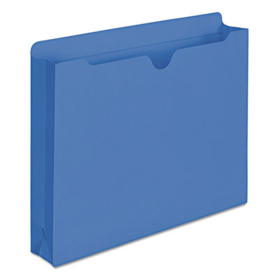 Colored File Jackets With Reinforced Double-Ply Tab, Straight Tab, Letter Size, Blue, 50/Box
