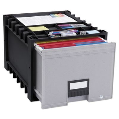Archive Storage Drawers With Key Lock, Letter Files, 15.25" X 18" X 11.5", Black/Gray