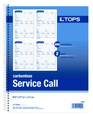 Service Call Book, Two-Part Carbonless, 5.5 x 3.88, 4 Forms/Sheet, 200 Forms Total