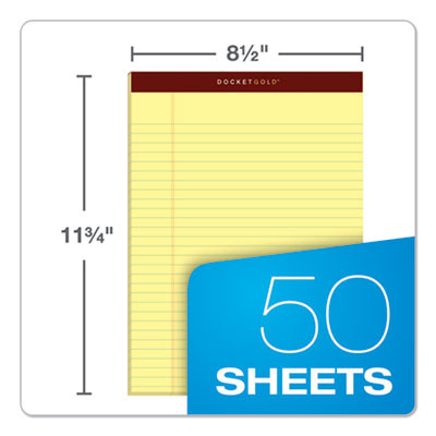 Docket Gold Ruled Perforated Pads, Wide/Legal Rule, (50) Canary Yellow 8.5 x 11 Sheets, 12/Pack