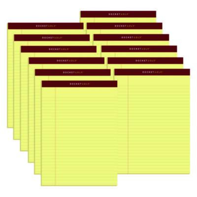 Docket Gold Ruled Perforated Pads, Wide/Legal Rule, (50) Canary Yellow 8.5 x 11 Sheets, 12/Pack