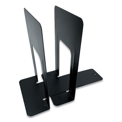 Steel Bookends, Contemporary Style, Nonskid Base, 6 x 8 x 9.25, Black, Pair