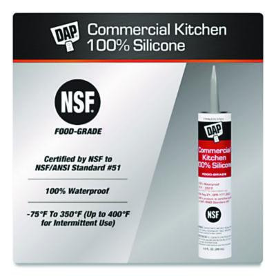 Commercial Kitchen Silicone Sealant, 9.8 Oz Tube, White, 12/Pack