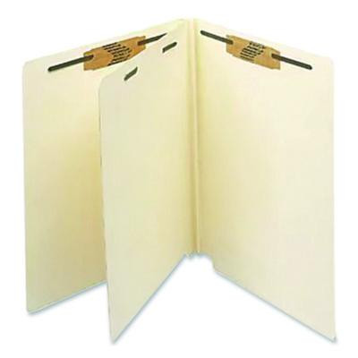 Heavy-Duty End Tab Classification Folders, Straight Tab, Expands 2", 1 Divider, 4 Fasteners, Letter Size, Manila, 125/Box