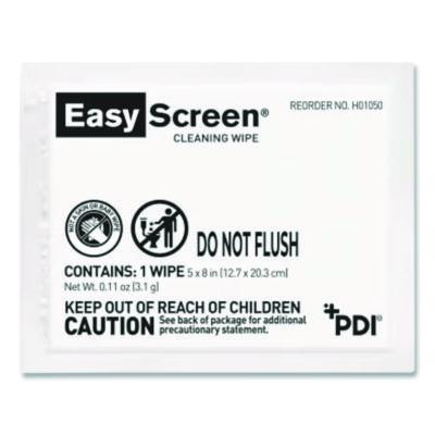 Pdi Easy Screen Cleaning Wipes, Individually Wrapped, 1-Ply, 5 x 8, Unscented, White, 50/Box