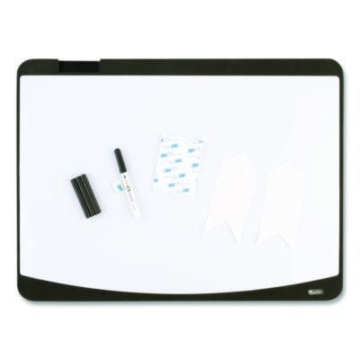 Tack/Write Dry Erase Marker Board, 25.5" x 17.5", Black/White Surface, Black Plastic Frame