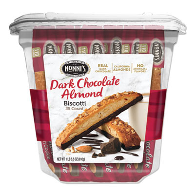 Biscotti, Dark Chocolate Almond, 0.85 Oz Individually Wrapped, 25/Pack